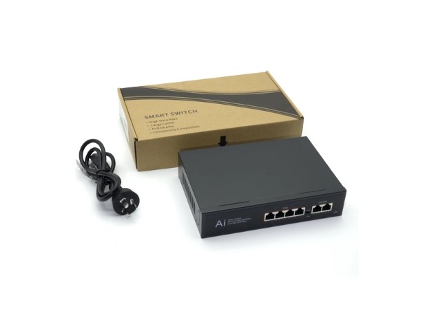 &uu SWITCH RED LAN RJ45 4 PUERTOS + 2 UPLINK 100MBPS JK-D2312